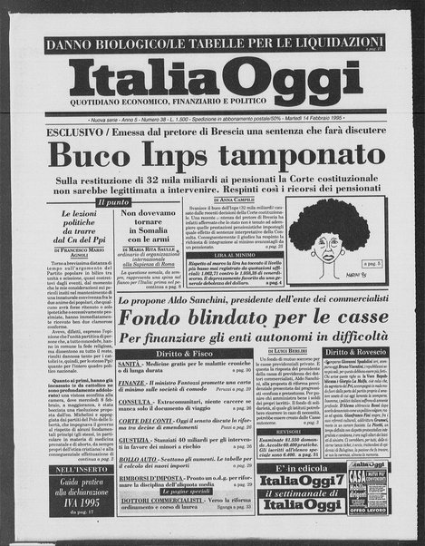 Italia oggi : quotidiano di economia finanza e politica